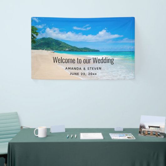 トロピカルデスティネーションの美しいビーチウェディング 横断幕 (トレードショー)