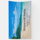 トロピカルデスティネーションの美しいビーチウェディング 横断幕 (縦)