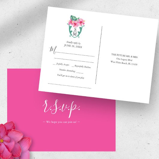 トロピカルデスティネーションウェディングソングリクエストRSVP ポストカード