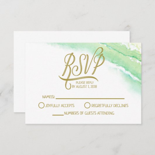 トロピカルデスティネーションウェディングRSVP応答カード 出欠カード (正面/裏面)