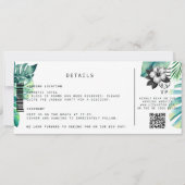 トロピカルデスティネーションボーディングパスビーチ結婚式 招待状 (裏面)