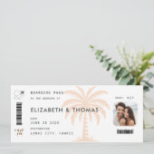 トロピカルデスティネーションボーディングピンクパーム結婚QR 招待状 (スタンド正面)