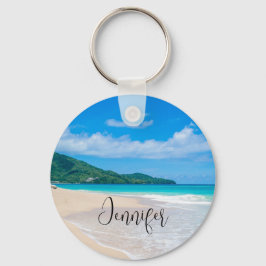 トロピカルデスティネーション風光明媚なビーチ写真 キーホルダー