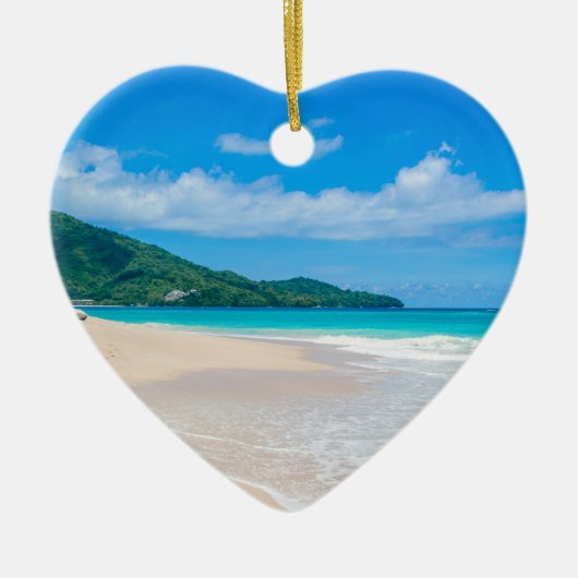 トロピカルデスティネーション風光明媚なビーチ写真 セラミックオーナメント (正面)