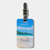 トロピカルデスティネーション風光明媚なビーチ写真 ラゲッジタグ (正面縦)