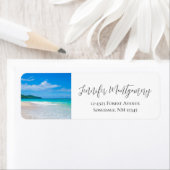 トロピカルデスティネーション風光明媚なビーチ写真 ラベル (インサイチュ)