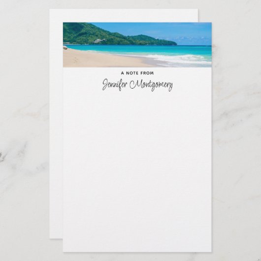 トロピカルデスティネーション風光明媚なビーチ写真 便箋 (正面/裏面)