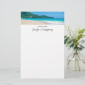 トロピカルデスティネーション風光明媚なビーチ写真 便箋 (スタンド正面)