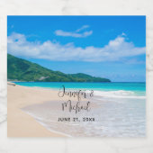 トロピカルデスティネーション風光明媚なビーチ結婚式 リキュールボトルラベル (シングルラベル)