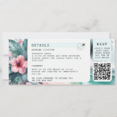 トロピカルデスティネーション 航空券 フォト ウェディング 招待状 (裏面)