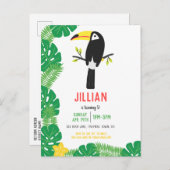 トロピカルトゥカントッティフルーツバースデーパーティー インビテーションポストカード (正面/裏面)