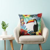 トロピカルトゥカン2イエローレッドティール（緑がかった色）フローラビーチ クッション (椅子)