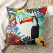 トロピカルトゥカン2イエローレッドティール（緑がかった色）フローラビーチ クッション (ブランケット)