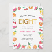 トロピカルトゥッティフリット金ゴールド8誕生日招待状 招待状 (正面)