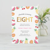 トロピカルトゥッティフリット金ゴールド8誕生日招待状 招待状 (スタンド正面)