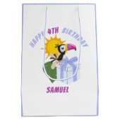 トロピカルトゥーカパーソナライズされたンハッピーバースデー培地 ミディアムペーパーバッグ (裏面)