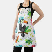 トロピカルトゥーカモダンンフローラパーソナライズされた名 エプロン (インサイチュ)