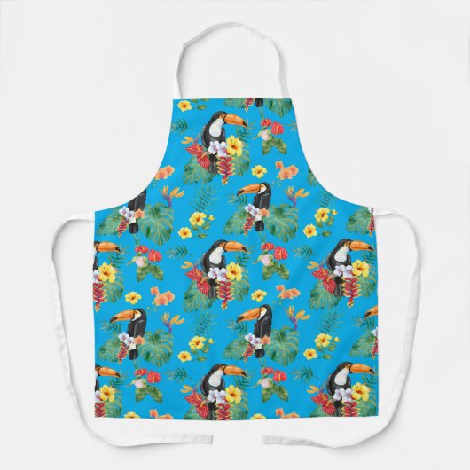 トロピカルトゥーカンと花 エプロン (正面)