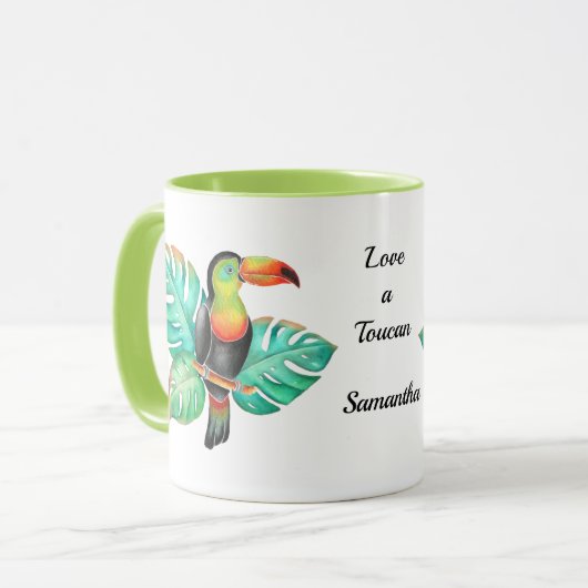 トロピカルトゥーカンエキゾチックパーソナライズされたオウム マグカップ (正面左)