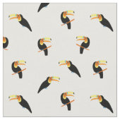 トロピカルトゥーカンエキゾチック鳥類白黒模様 ファブリック (クローズアップ)