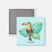 トロピカルトゥーカンオウムパーソナライズされた マグネット (正面/裏面)