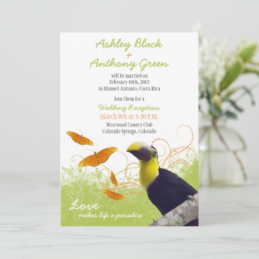 トロピカルトゥーカンデスティネーションウェディング披露宴のみ 招待状 (スタンド正面)
