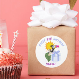 トロピカルトゥーカンパーソナライズされたハッピーバースデー ラウンドシール