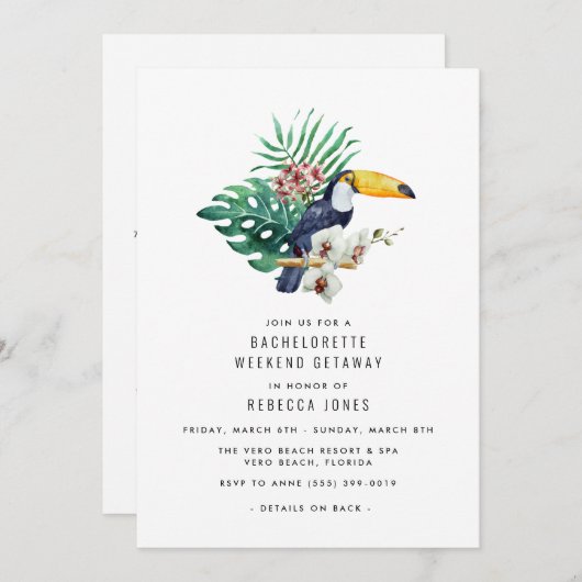 トロピカルトゥーカンビーチバチェロレッテウィークエンドゲートウェイ 招待状 (正面/裏面)