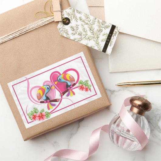 トロピカルトゥーカンラブ 長方形シール (ギフト)