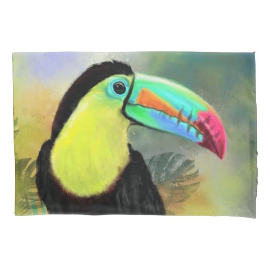 トロピカルトゥーカン鳥ピローケース 枕カバー (正面)