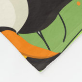 トロピカルトゥーカン、グリーンパーム、ヴィンテージパターン。 フリースブランケット (角)