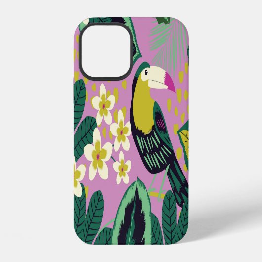 トロピカルトゥーカン:花柄 iPhoneケース (裏面)