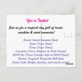 トロピカルトリートパーティの招待状 – スウィートサマーバ ポストカード (裏面)