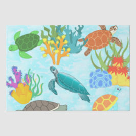 トロピカルトレジャーカメと珊瑚礁 薄葉紙