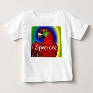 トロピカルトレジャー:抽象芸術鮮やかのオウムのアートワーク ベビーTシャツ
