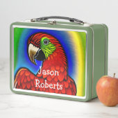 トロピカルトレジャー:抽象芸術鮮やかのオウムのアートワーク メタルランチボックス (インサイチュ)