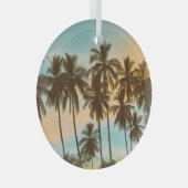 トロピカルトワイライト：ココナッツパームシルエット ガラスオーナメント (正面右)