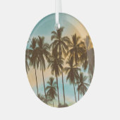 トロピカルトワイライト：ココナッツパームシルエット ガラスオーナメント (正面左)
