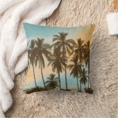 トロピカルトワイライト：ココナッツパームシルエット クッション (ブランケット)