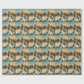 トロピカルトワイライト：ココナッツパームシルエット ラッピングペーパー (フラット)