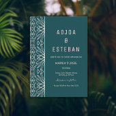 トロピカルト部族ティール（緑がかった色）結婚式招待状 招待状