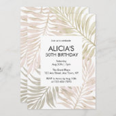 トロピカルドライパームリーフボホウォーター誕生日 招待状 (正面/裏面)