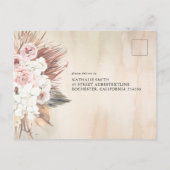 トロピカルドライパーム葉ズウェディングRsvp 案内ポストカード (裏面)