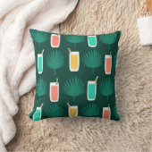 トロピカルドリンクとパーム離れのパターン クッション (ブランケット)