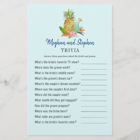 トロピカルドリンクカップルのシャワートリビアゲーム (正面)