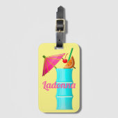 トロピカルドリンクカラフルサマーハワイアンカクテル ラゲッジタグ (正面縦)