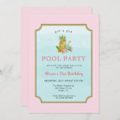 トロピカルドリンクスプールパーティー誕生日 招待状 (正面/裏面)