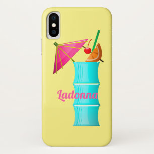 トロピカルドリンクハワイアンカクテルイエローブルーピンク iPhone X ケース