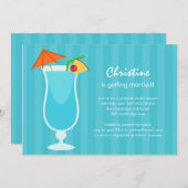 トロピカルドリンクブライダルシャワーまたはバチェロレッテ 招待状 (正面/裏面)