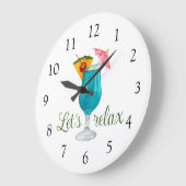 トロピカルドリンクリラックスしよう ラージ壁時計 (傾斜)